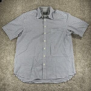 Eddie Bauer Mens Blue Plaid Short Sleeve Button Down Shirt‎ Cotton Tall L